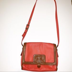 Tory Burch Coral & Brown Crossbody